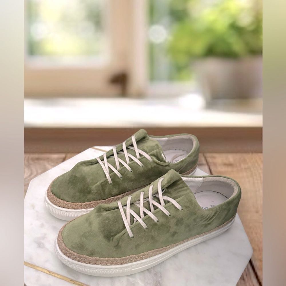 PAJAR Canada Espadrille Jade Green Velvet Sneakers Size 40 - Picture 2 of 15
